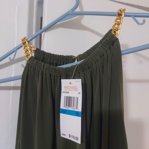 Michael Kors Maxi Skirt in Olive with Gold Accents - Picture 1 of 3